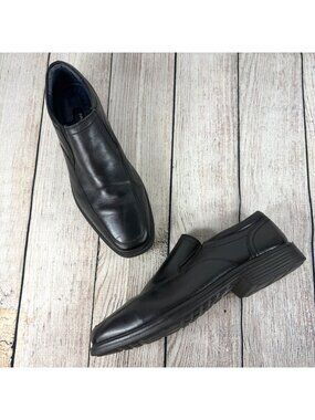 Nunn Bush Mens Calgary Black Leather Slip On Dress Shoes Loafers Size 11.5M